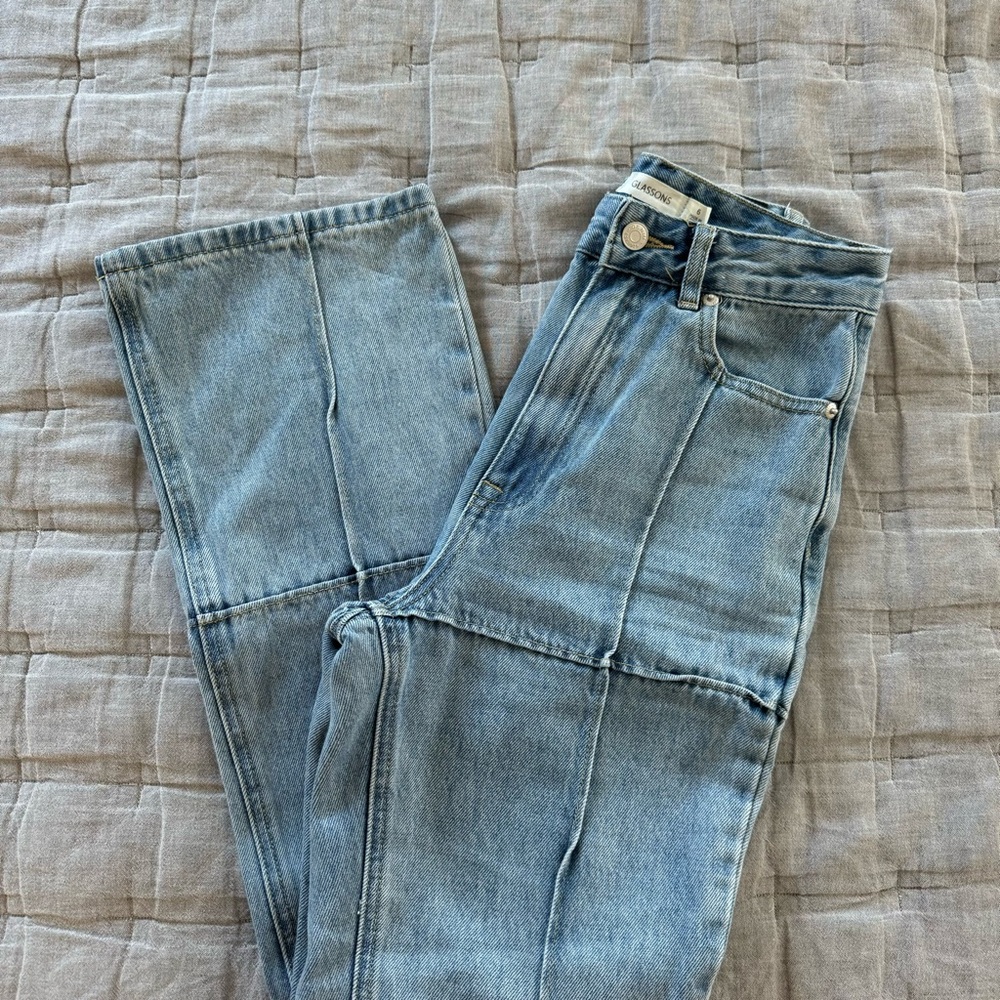 Glassons Stitch Paneled Bootcut Jean in Light Blue Wash